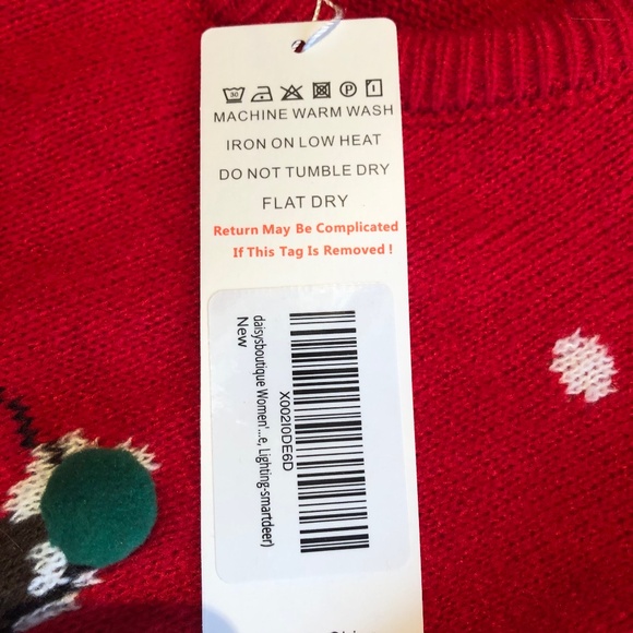 DAISY BOUTIQUE UGLY CHRISTMAS SWEATER XXL REINDEER WITH SUNGLASSES NWT - Picture 3 of 9